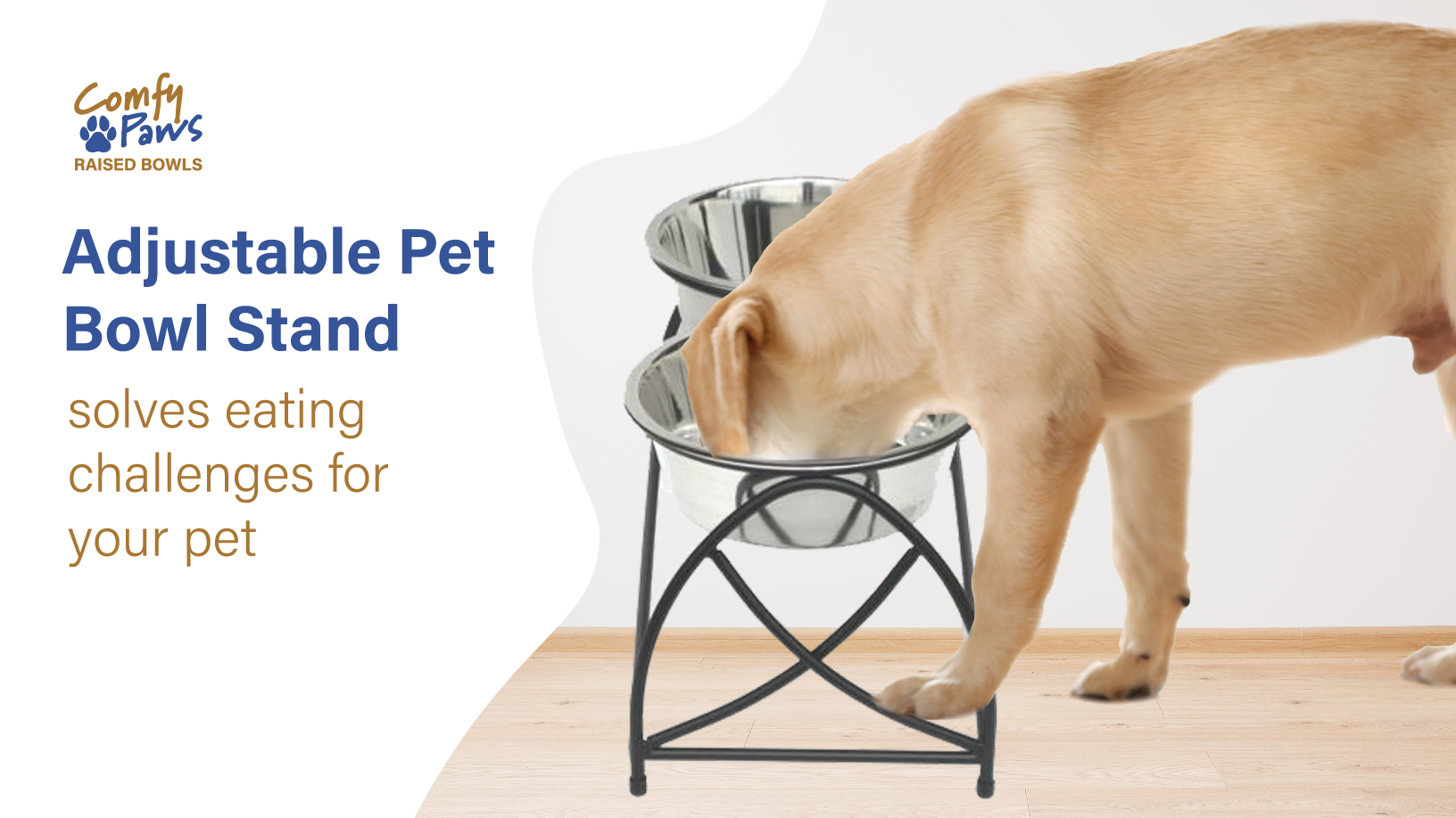 dog eating from a dog bowl stand