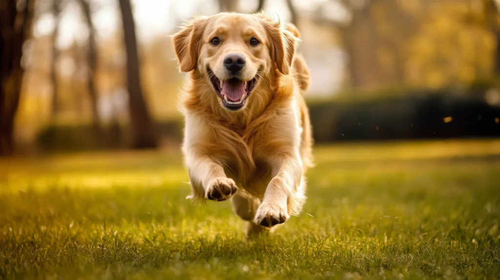 dog running with a fall background