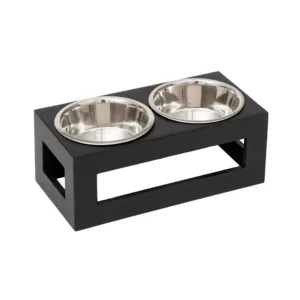 Elevated Dog Bowl Holder - Porchside Double Feeder (Black)